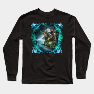 Awesome wolf in the moonlight Long Sleeve T-Shirt